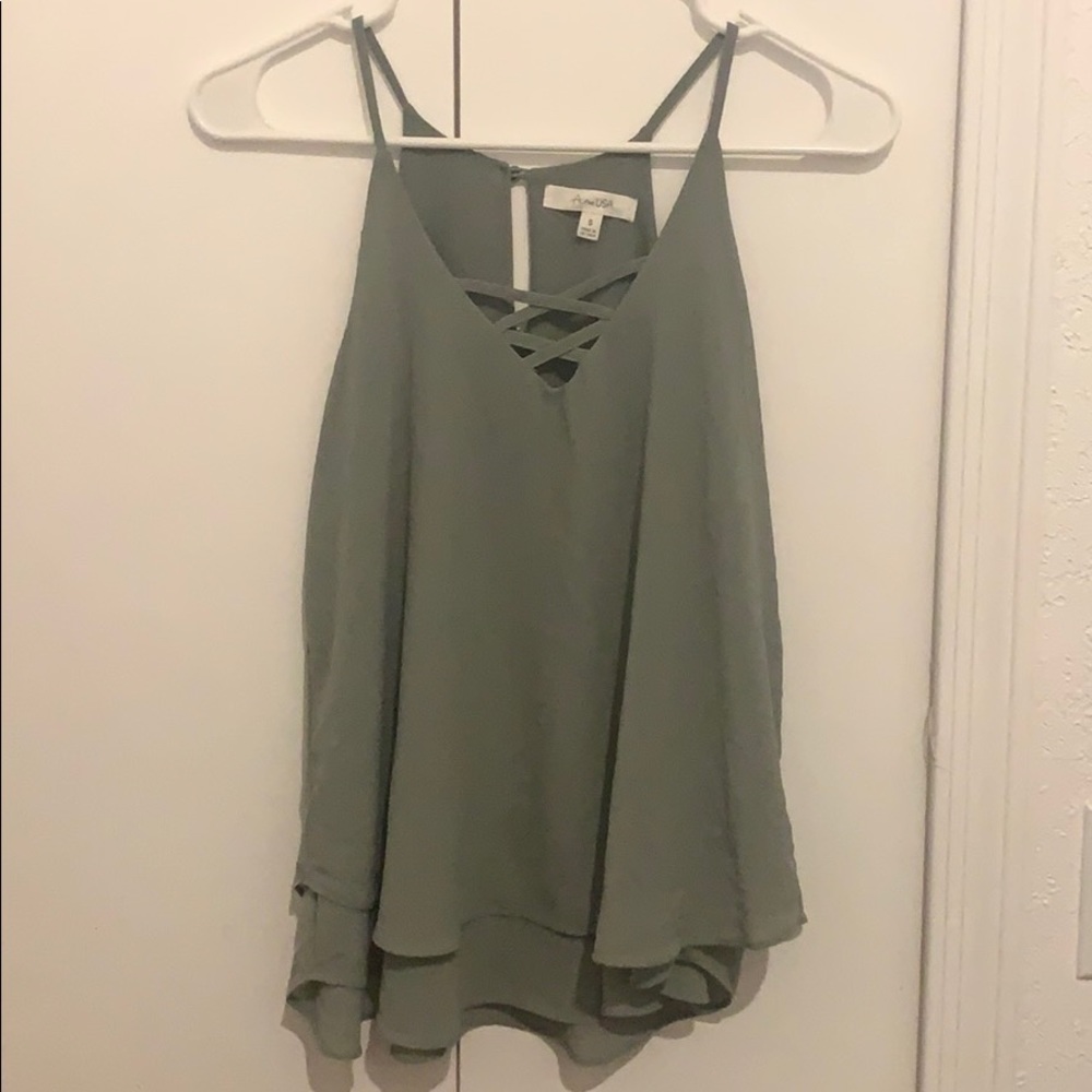 Front CrissCross Flowing Tank Top